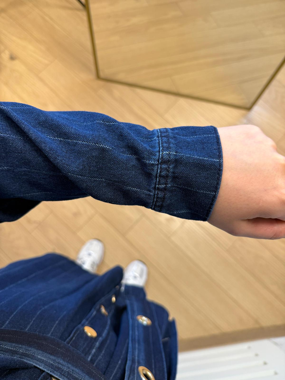 Gold Detaylı Kuşaklı Denim Takım - Görsel 3