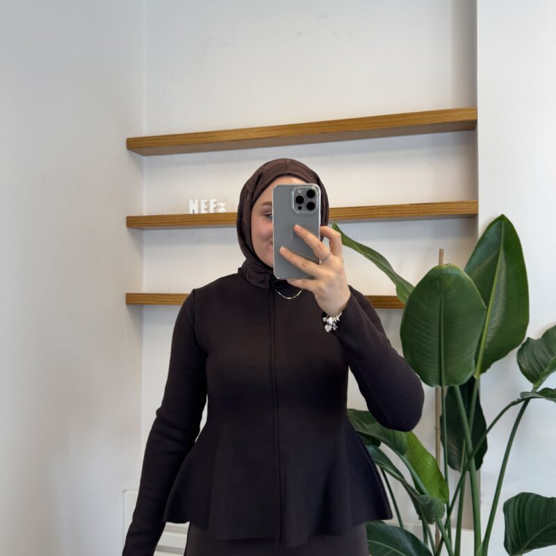 Dilvin Peplum Bluz - Kahverengi