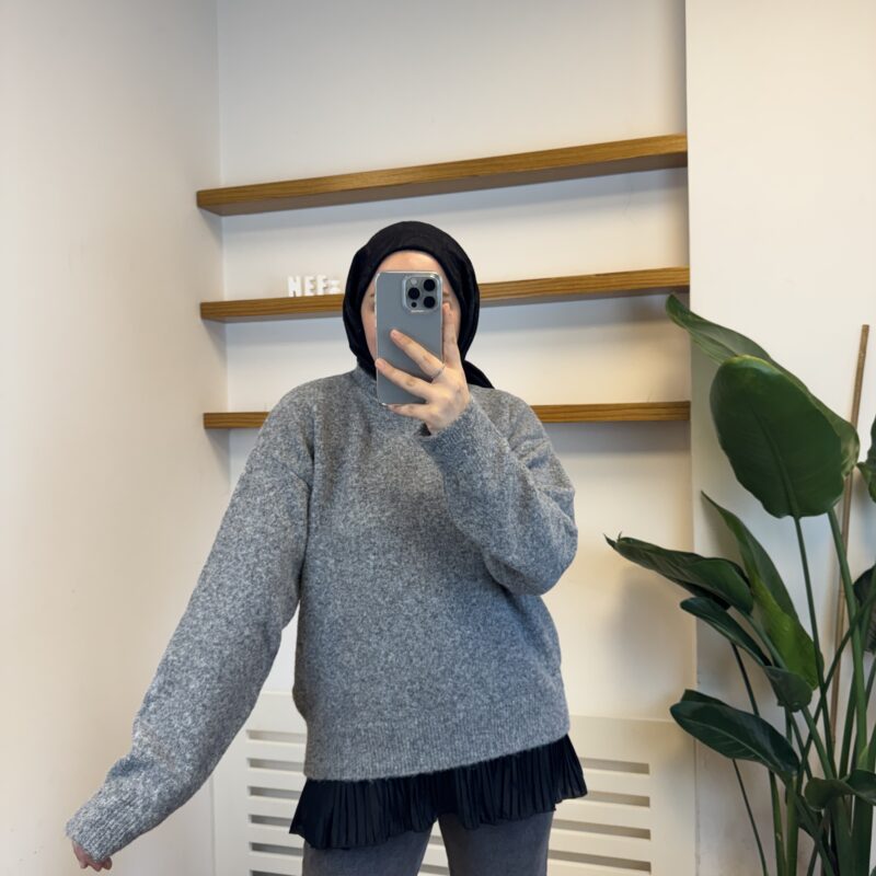 Dilvin Yumuşak Dokulu Triko Kazak - Füme