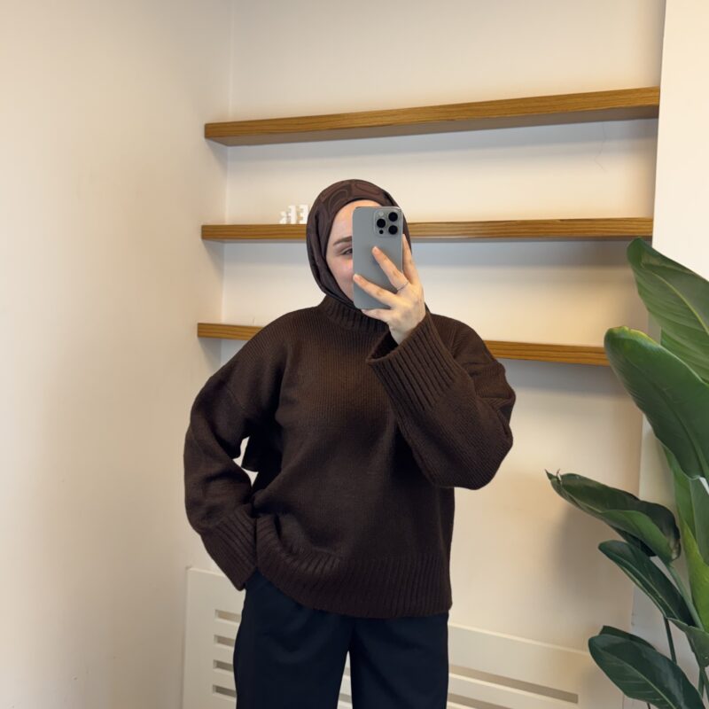 Uzun Triko Kazak - Kahverengi